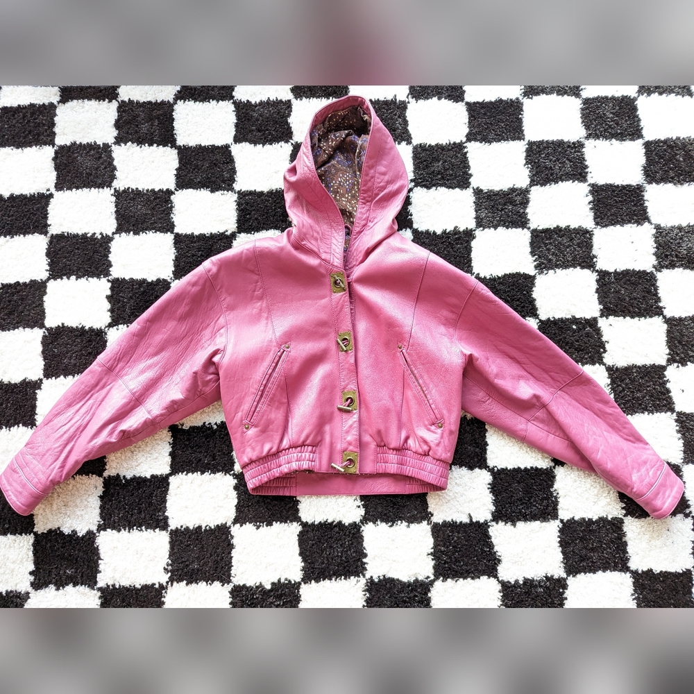 Soft Leather Purple Pink Hoodie Jacket